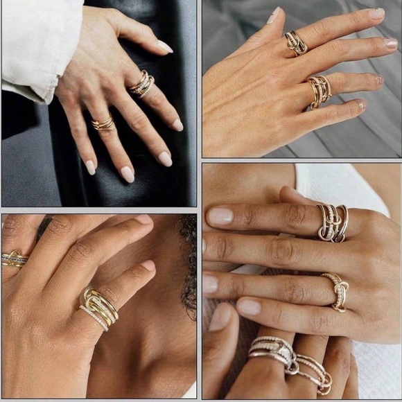 Elegant Gold & Silver Interlocking Ring – Size 8 - Picture 4 of 5